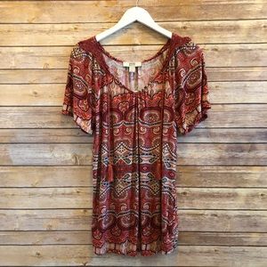 Vintage America Blues Short Sleeve Trina Knit Print Top Size Medium NWT